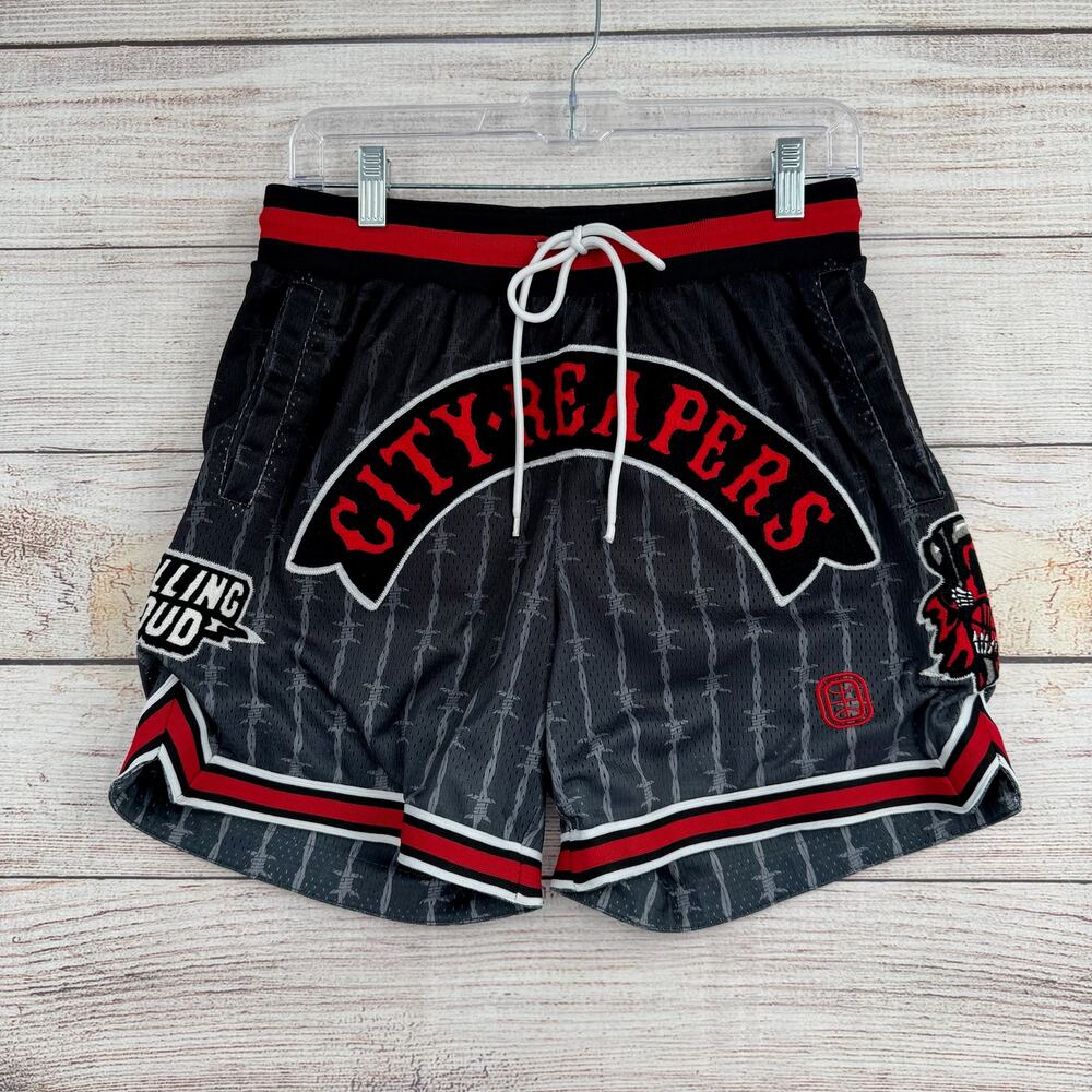 Rolling Loud Patched Embroidered Shorts Mens Small Black Red Drawstring